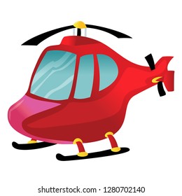 A cartoon vector illustration of a red cute helicopter.