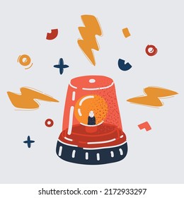 Cartoon vector illustration of red flashing emergency light