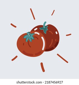 Cartoon, Vektorgrafik von Red Tomato Cut Tomatos