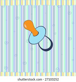 Cartoon vector illustration of  retro funky background with Cute infant pacifier