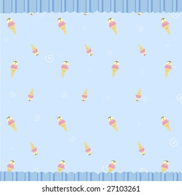 Cartoon vector illustration of  retro funky background with cool ice cream