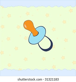 Cartoon vector illustration of retro funky background with Cute infant pacifier