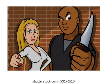 cartoon vector illustration robbers stick-up