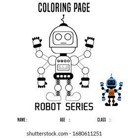 Cartoon Vector Illustration of Robot for Coloring Page