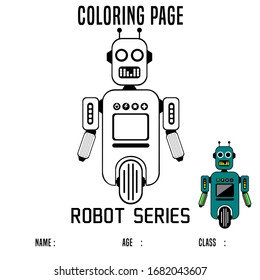 Imagen de Robot para página de color vectorial de caricatura
