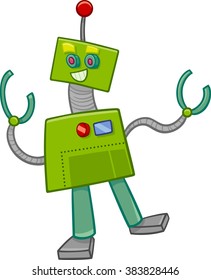 Cartoon Vector Illustration of Robot or Droid Fantasy Character