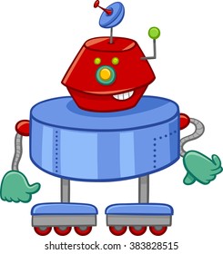 Cartoon Vector Illustration of Robot or Droid Funny Character