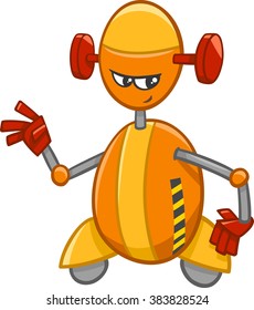 Cartoon Vector Illustration of Robot or Droid Science Fiction Character