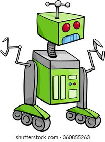 Cartoon Vector Illustration of Robot Science Fiction Character
