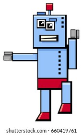 Cartoon Vector Illustration of Robot Science Fiction Character