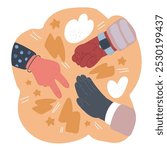 Cartoon vector illustration of Rock Paper Scissors game.