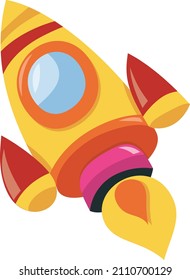 A cartoon vector illustration of a rocket ship.