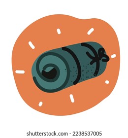 Cartoon vector illustration of Roll yoga mat sport for sport in home