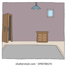 Cartoon vector illustration of a room of the house. Colored and black outlines.