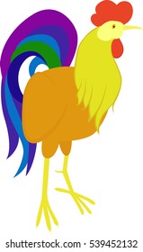 Cartoon Vector illustration of rooster, symbol on the Chinese calendar.