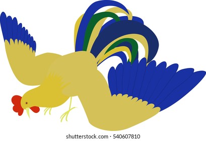 Cartoon Vector illustration of rooster, symbol on the Chinese calendar.