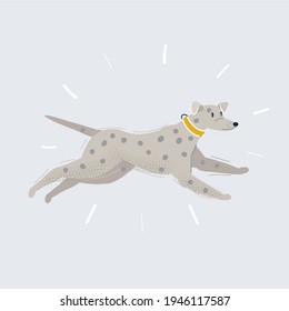 Cartoon vector illustration of running dalmatian on white background.