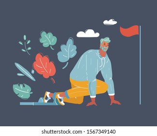 Cartoon vector illustration of Running geometric concept design color Illustration vector.