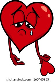 Cartoon Vector Illustration of Sad Broken Heart in Love on Valentine Day