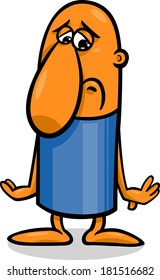 Cartoon Vector Illustration of Sad or Depressed Funny Guy Character