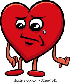 Cartoon Vector Illustration of Sad Heart Character on Valentine Day