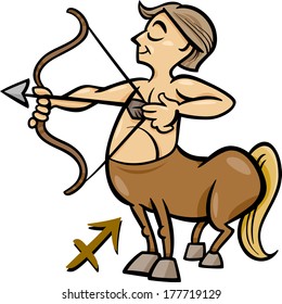 Cartoon Vector Illustration of Sagittarius or The Archer or Centaur Horoscope Zodiac Sign