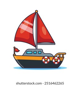 Cartoon vector illustration of sailling boat.
Vector cartoon Illustration suitable for poster, brochure, web, mascot, sticker, logo and icon.