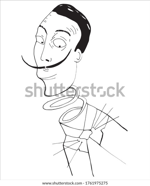 Cartoon Vector Illustration Salvador Dali Portrait Stock Vector ...