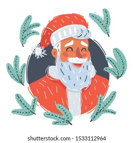 Cartoon vector illustration of Santa Claus Head