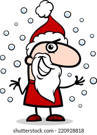 Cartoon Vector Illustration of Santa Claus Character on Christmas and Snow