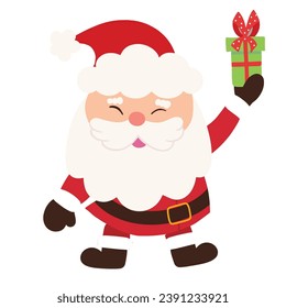 Cartoon vector illustration of Santa Claus presents isolated 