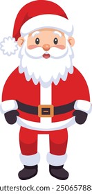 A cartoon vector illustration of Santa Claus with a red suit and white beard.