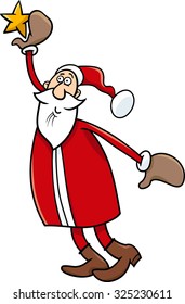 Cartoon Vector Illustration of Santa Claus with Christmas Star