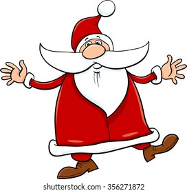 Cartoon Vector Illustration of Santa Claus with Sack and Cane on Christmas Time