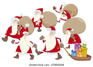 Cartoon Vector Illustration of Santa Claus Characters Group on Christmas Time