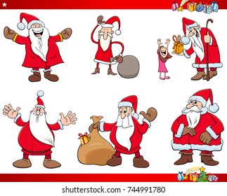 Cartoon Vector Illustration of Santa Claus Christmas Characters Collection