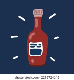 Cartoon vector illustration of sauce bottle over dark background