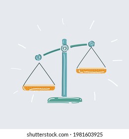 Cartoon vector illustration of scales on white background.