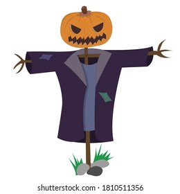Cartoon Vector Illustration of Scarecrow Isolated on white background