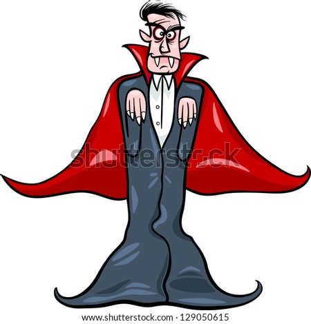 Cartoon Vector Illustration of Scary Count Dracula Vampire