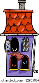 Cartoon Vector Illustration of Scary Haunted House for Halloween
