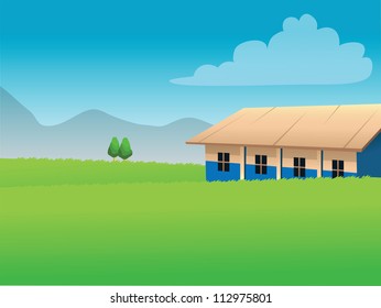 cartoon vector illustration of an school Africa
