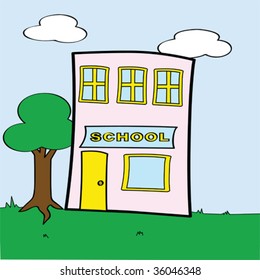 Cartoon vector illustration of a school building