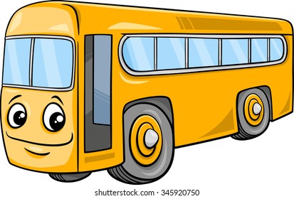 Cartoon Vector Illustration of School Bus Vehicle Character