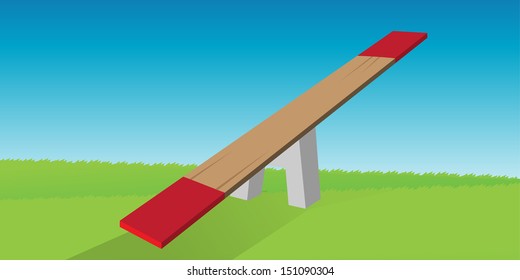 cartoon vector illustration of a see-saw
