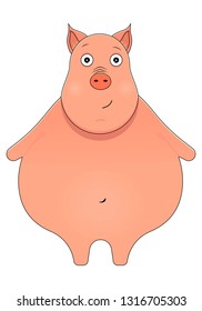 Cartoon vector illustration of a serene 
pig.