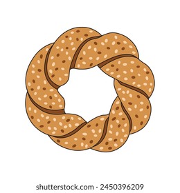 cartoon Vector illustration sesame bagel icon Isolated on White