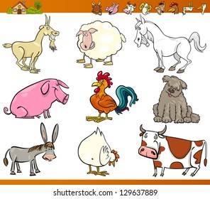 Cartoon Vector Illustration Set Comic Farm Stock Vektorgrafik Lizenzfrei