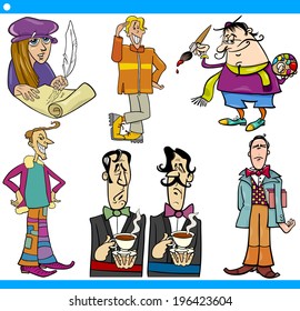 Cartoon Vector Illustration Set of Funny Eccentric Men Characters