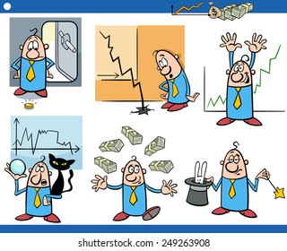 Cartoon Vector Illustration Set of Funny Business Concepts and Metaphors
